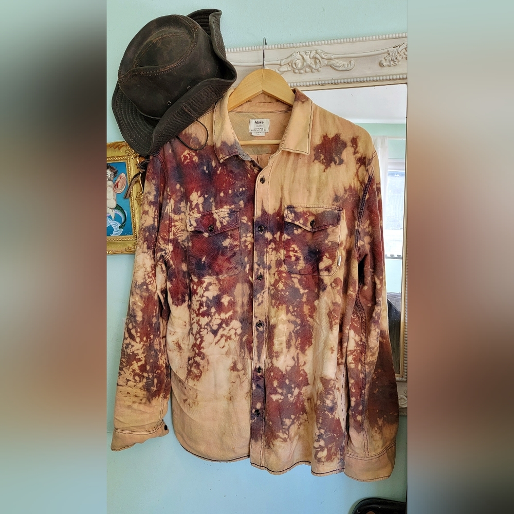 Unique Vans flannel bleach tie dye shirt XL